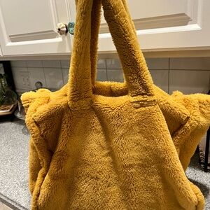 Anthropologie Yellow Faux Fur Tote Bag